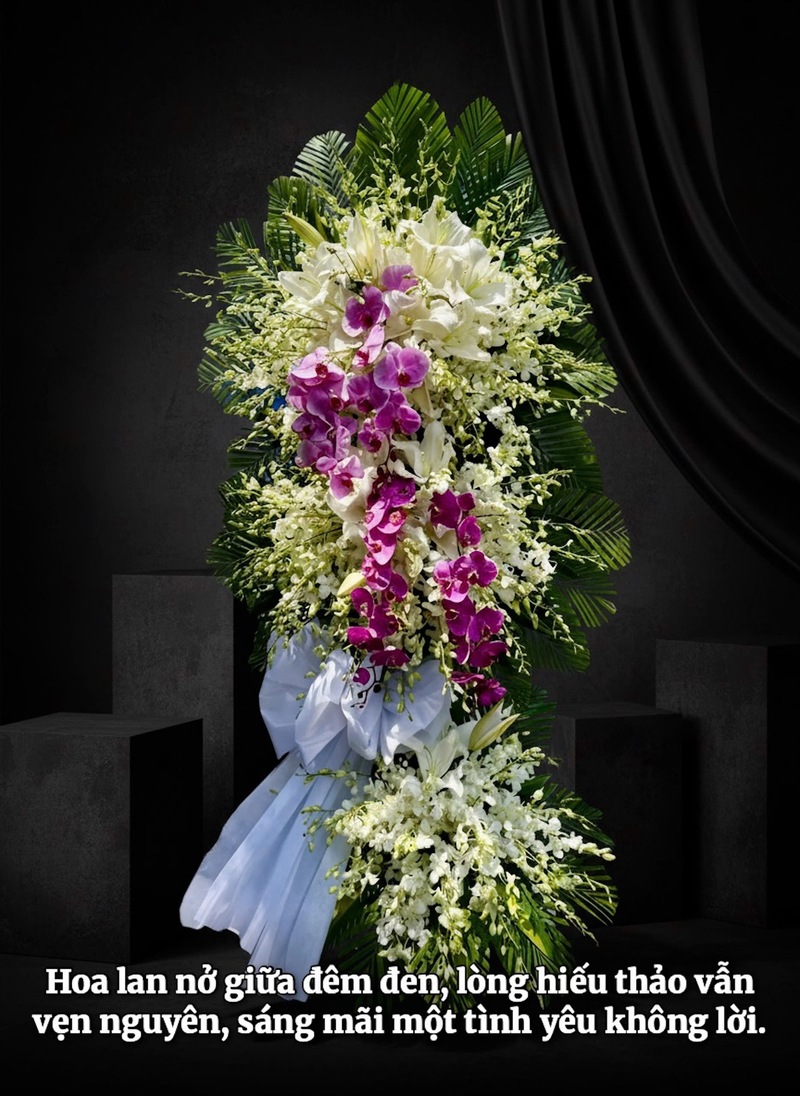 Kệ Chia Buồn Hồ Điệp Tím Trắng